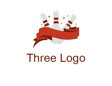 ribbon around bowling pins games logo