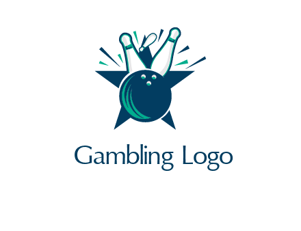 pins and bowling ball games logo