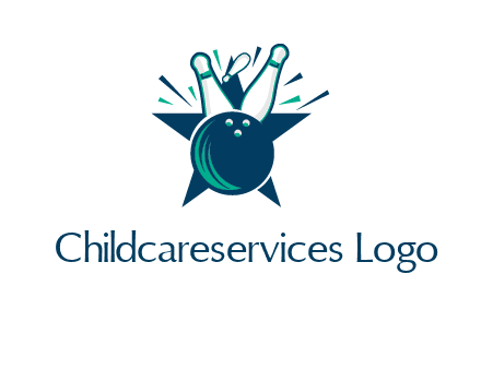 pins and bowling ball games logo