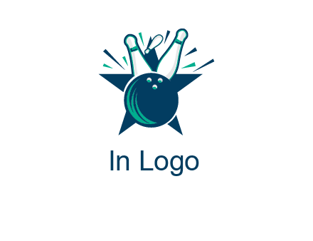 pins and bowling ball games logo