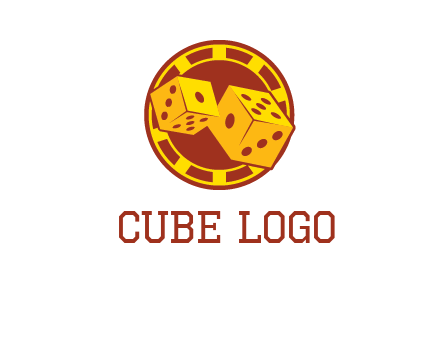 two dice and gambling chip logo