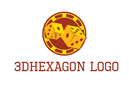 two dice and gambling chip logo