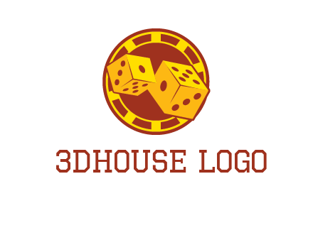 two dice and gambling chip logo