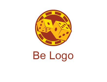 two dice and gambling chip logo
