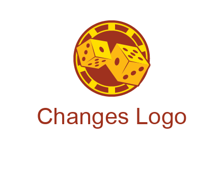 two dice and gambling chip logo