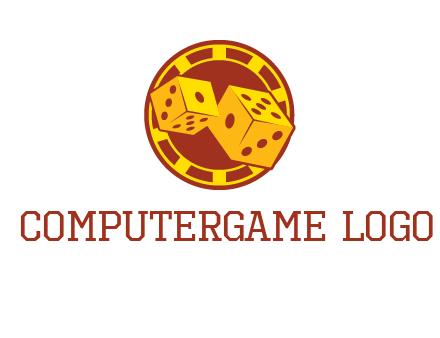 two dice and gambling chip logo