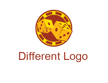 two dice and gambling chip logo