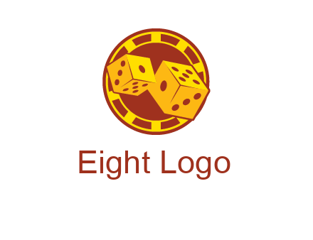 two dice and gambling chip logo