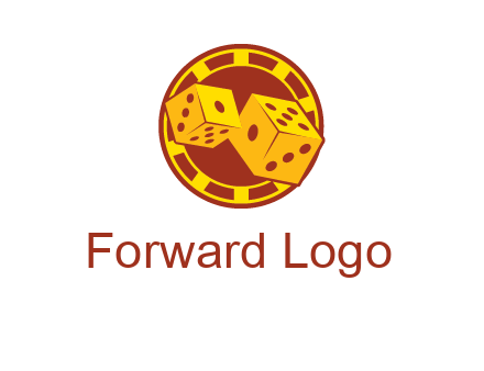 two dice and gambling chip logo