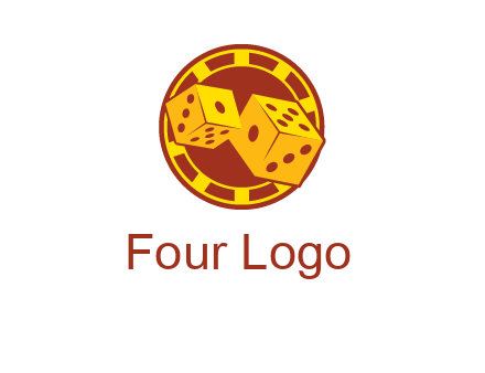 two dice and gambling chip logo