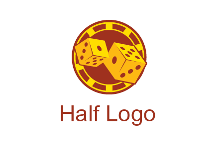 two dice and gambling chip logo