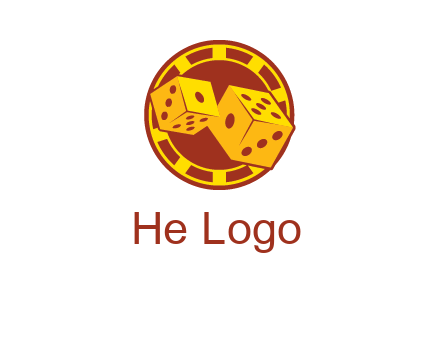 two dice and gambling chip logo