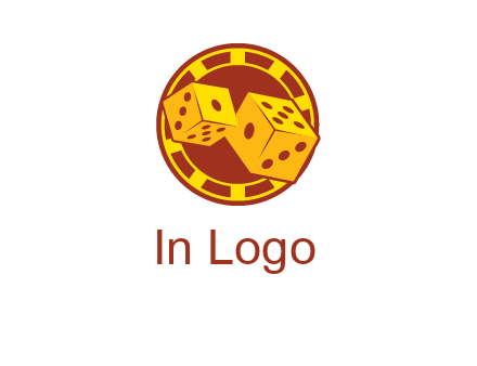 two dice and gambling chip logo