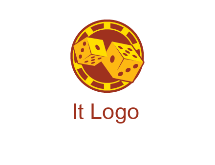 two dice and gambling chip logo