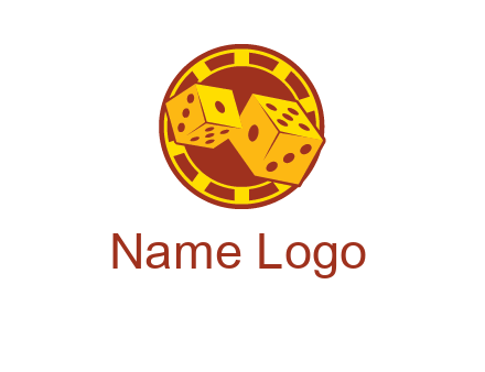 two dice and gambling chip logo