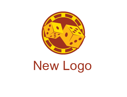 two dice and gambling chip logo