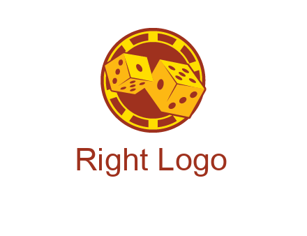 two dice and gambling chip logo
