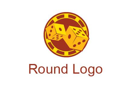two dice and gambling chip logo