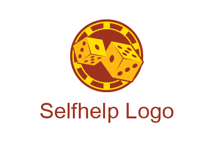 two dice and gambling chip logo