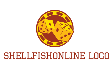 two dice and gambling chip logo