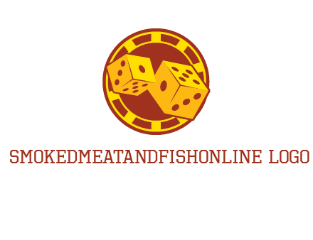 two dice and gambling chip logo
