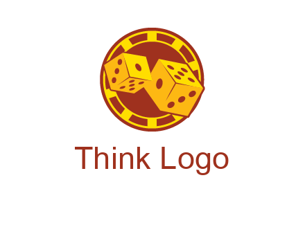 two dice and gambling chip logo