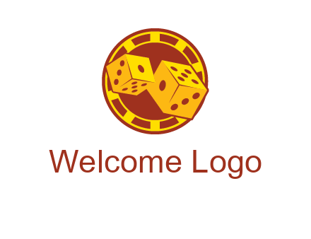 two dice and gambling chip logo