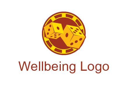 two dice and gambling chip logo