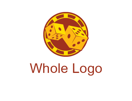 two dice and gambling chip logo