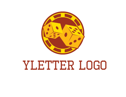 two dice and gambling chip logo