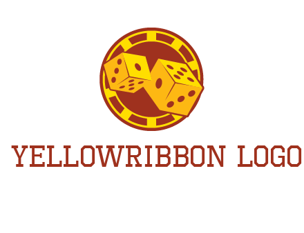 two dice and gambling chip logo