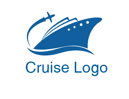 plane flying over ship transport logo icon