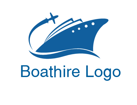 plane flying over ship transport logo icon