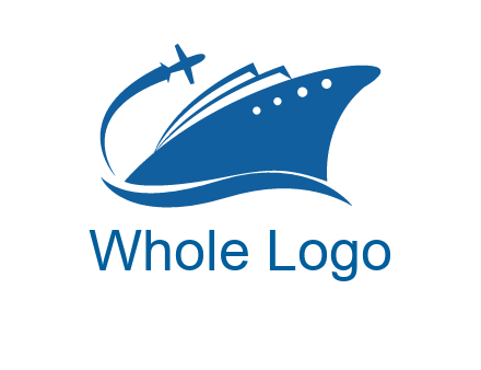 plane flying over ship transport logo icon