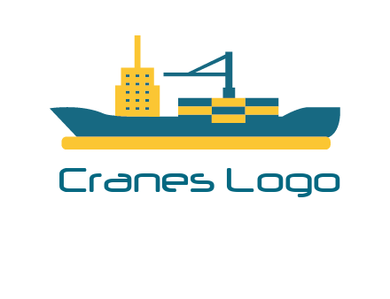 crane and deckhouse on consignment shipping logo icon
