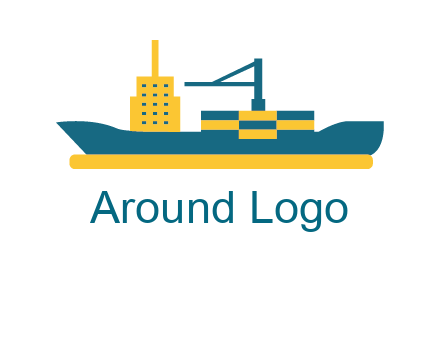 crane and deckhouse on consignment shipping logo icon