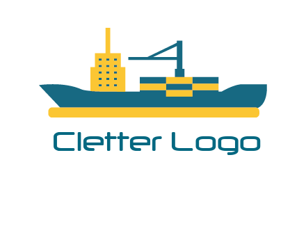 crane and deckhouse on consignment shipping logo icon