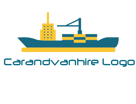 crane and deckhouse on consignment shipping logo icon