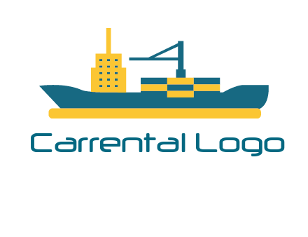 crane and deckhouse on consignment shipping logo icon