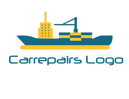 crane and deckhouse on consignment shipping logo icon