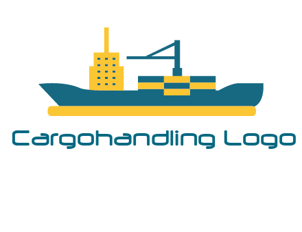 crane and deckhouse on consignment shipping logo icon