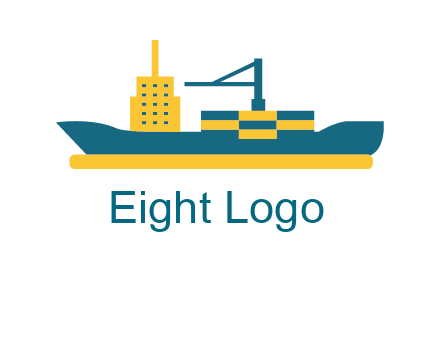 crane and deckhouse on consignment shipping logo icon