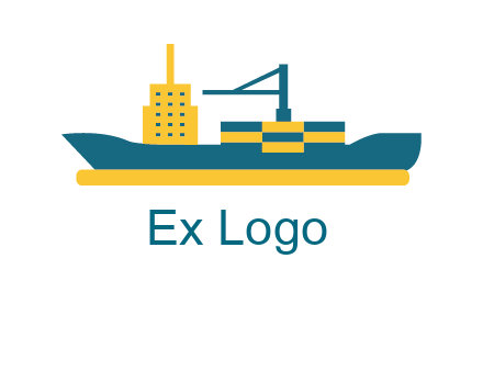 crane and deckhouse on consignment shipping logo icon