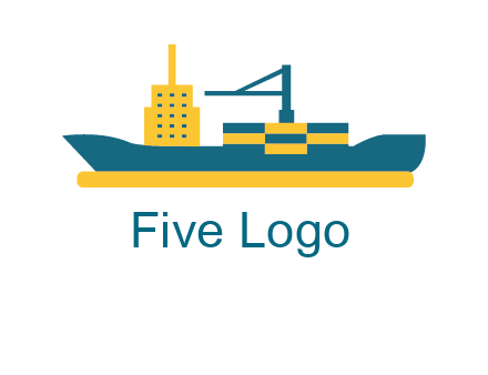 crane and deckhouse on consignment shipping logo icon