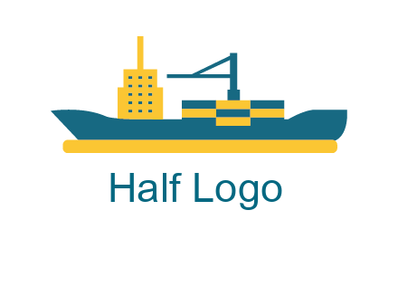 crane and deckhouse on consignment shipping logo icon