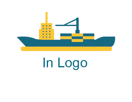 crane and deckhouse on consignment shipping logo icon