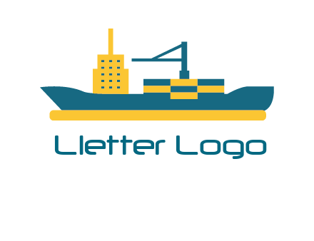 crane and deckhouse on consignment shipping logo icon