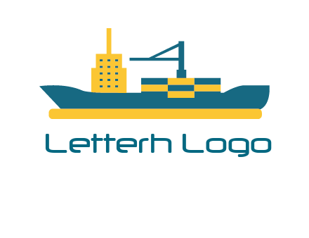 crane and deckhouse on consignment shipping logo icon