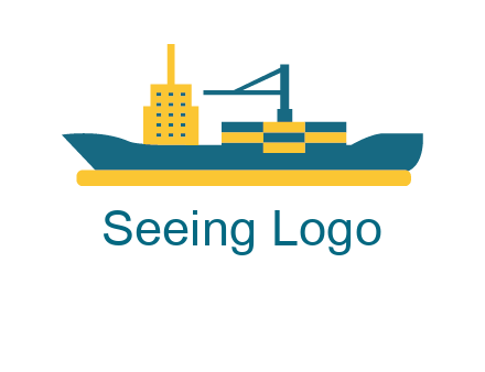crane and deckhouse on consignment shipping logo icon