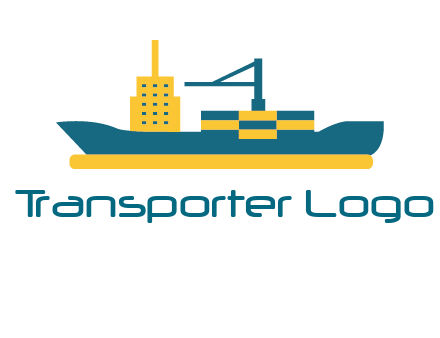 crane and deckhouse on consignment shipping logo icon